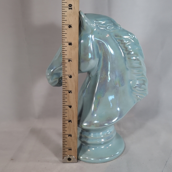 Iridescent Blue Horse Head Bust Sculpture Statue Art Home Decor Chess Bedroom - Picture 12 of 16